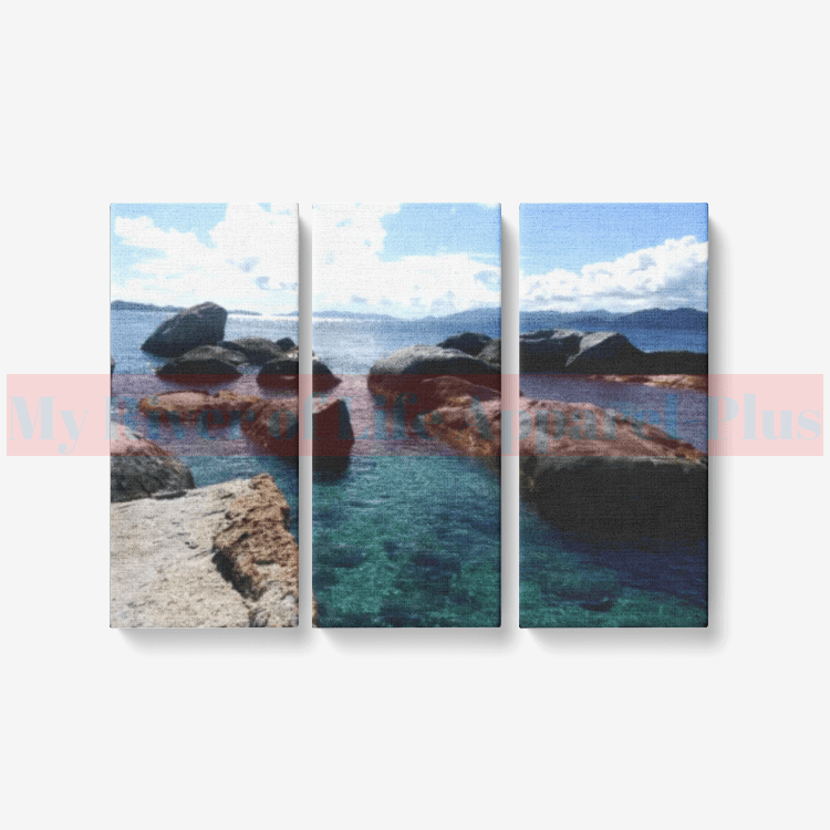 "Ocean Boulders" 3 Piece Canvas Wall Art