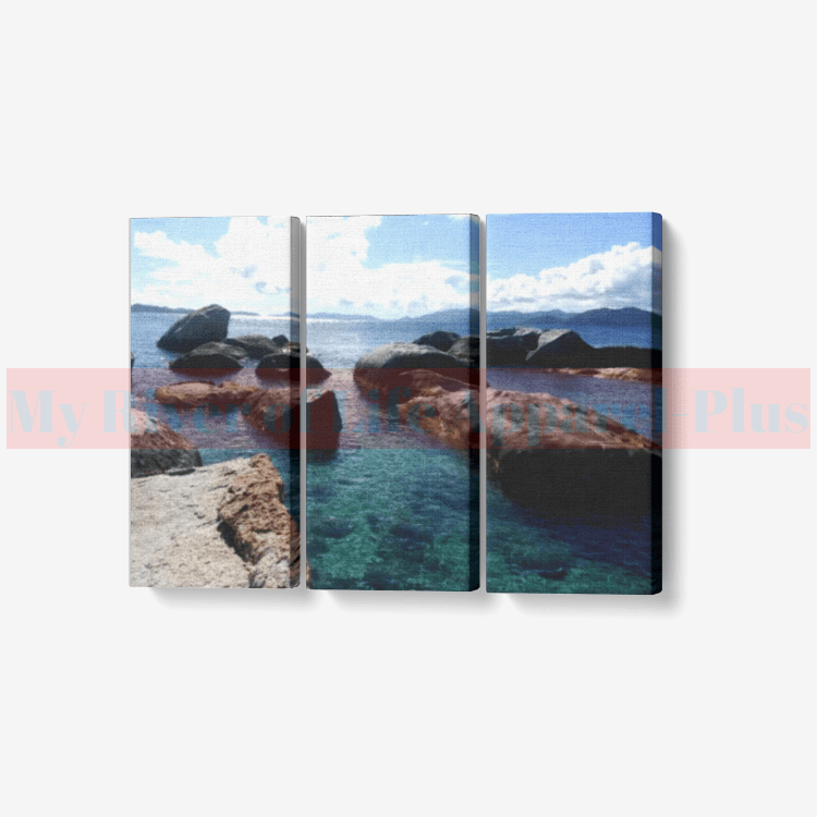 "Ocean Boulders" 3 Piece Canvas Wall Art